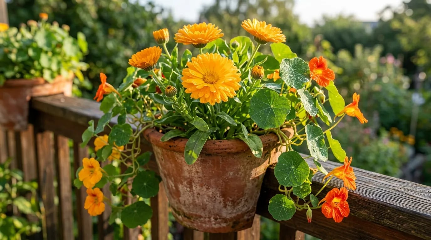 Calêndulas e Capuchinhas na Varanda de Outono: As Flores Comestíveis que a Maria Usa como Escudo Natural Contra Pragas e para Chás Medicinais